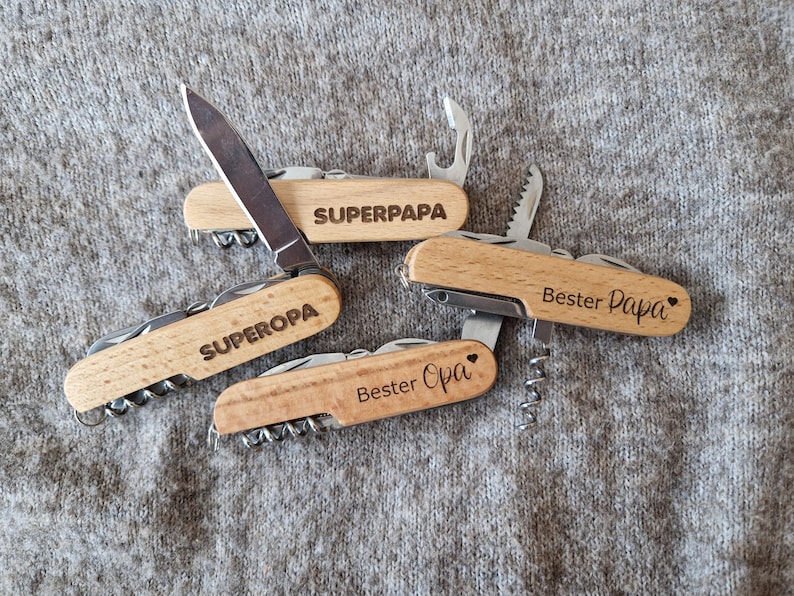 Pocket knife folding knife wood with engraving image 2