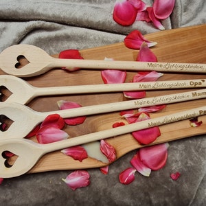 Wooden cooking spoon with heart cutout, cooking spoon dad, mom, grandma, grandpa, personalized cooking spoon, favorite chef, favorite cook image 2