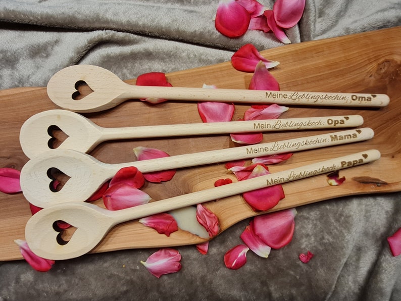 Wooden cooking spoon with heart cutout, cooking spoon dad, mom, grandma, grandpa, personalized cooking spoon, favorite chef, favorite cook image 2