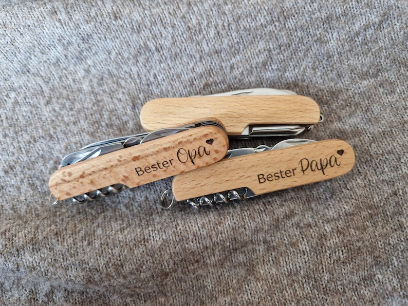 Pocket knife folding knife wood with engraving image 5