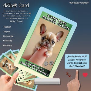 Wuff Zauber Kollektion – 12 Hundemotive dKip Cards – Nachhaltige Grußkarten & Deko für Tierfreunde – Geschenkideen für Hundeliebhaber