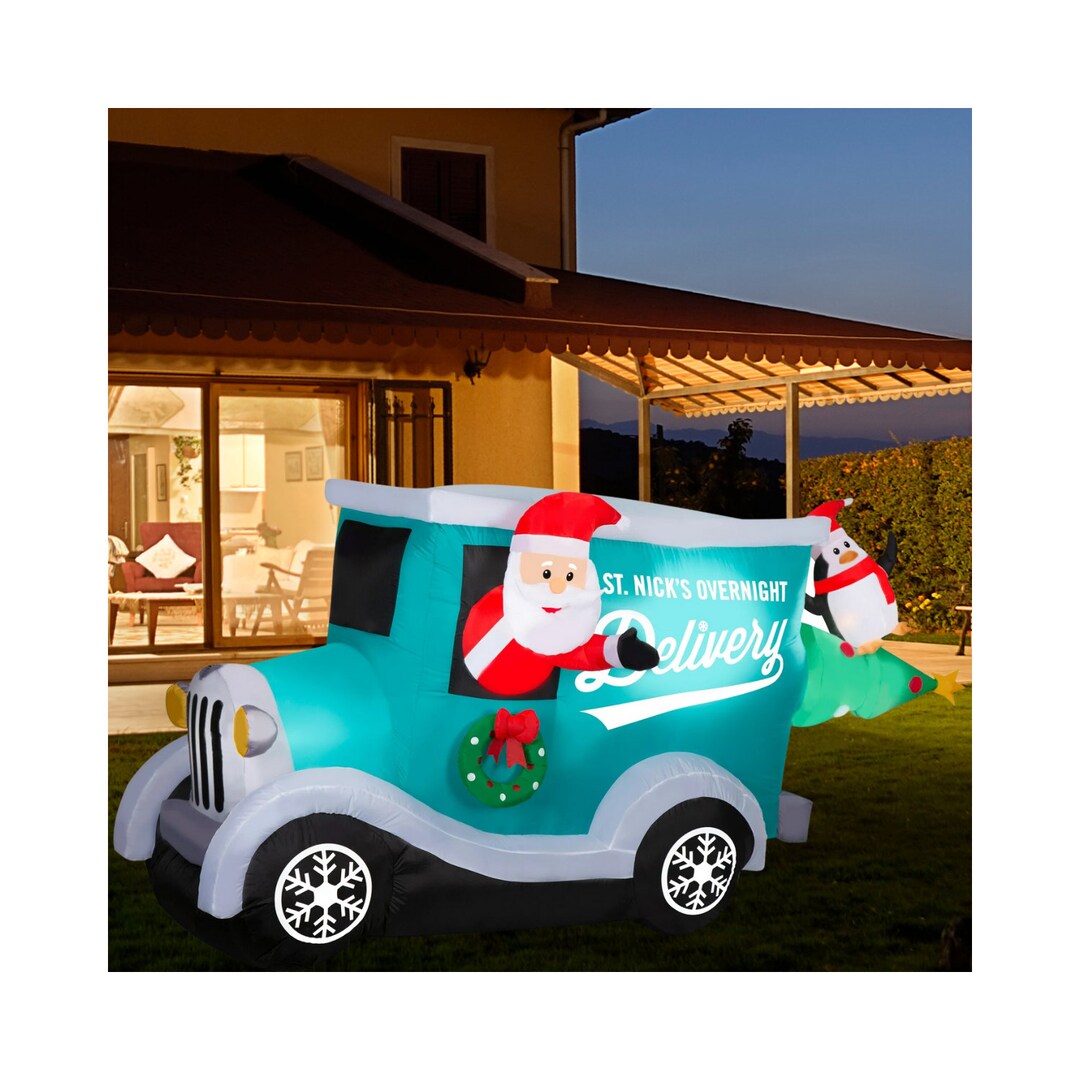 Christmas 8 Foot Santa's Delivery Truck Inflatable Etsy
