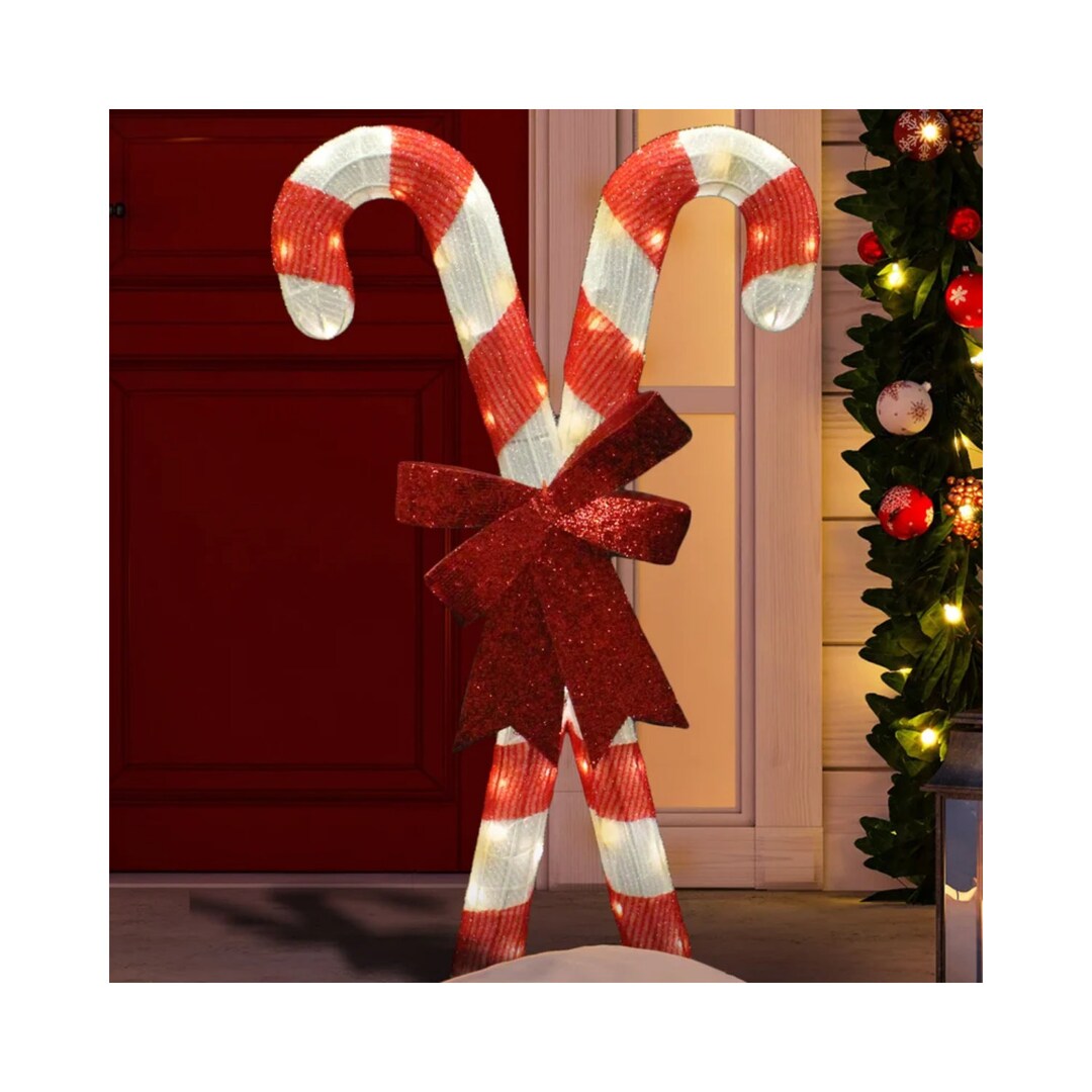 Christmas Candy Canes Lighted Display set of 2 Etsy