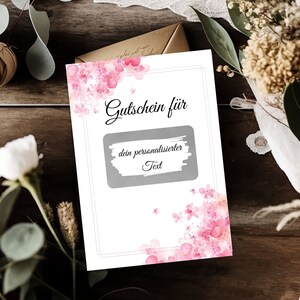 Gutschein Rubbelkarte personalisiert | Rubbellos hochwertig personalisierbar | A6 schöne schlichte minimalistische Karte zum Rubbeln pink