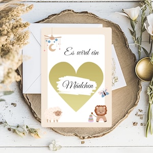 Es wird ein Mädchen Rubbellos | Schwangerschaft Geschlecht verkünden Rubbelkarte | A6 Gender reveal Postkarte Überraschung Karte zum Rubbeln