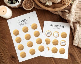 Überraschungen zum Verschenken | DIY 12 Dates zum Rubbeln | Geschenk zum Valentinstag Geburtstag Jahrestag | Ideen für Paare personalisiert