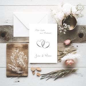 Personalisierte Glückwunschkarte mit Namen zur Hochzeit | Grußkarte Alles Liebe | Hochzeitskarte Herzen Personalisierung | Klappkarte DIN A6