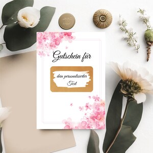 Gutschein Rubbelkarte personalisiert | Rubbellos hochwertig personalisierbar | A6 schöne schlichte minimalistische Karte zum Rubbeln pink