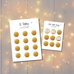 Überraschungen zum Verschenken | DIY 12 Dates zum Rubbeln | Geschenk zum Valentinstag Geburtstag Jahrestag | Ideen für Paare personalisiert