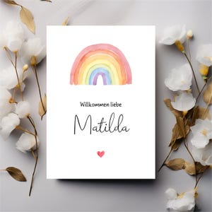 Personalisierte Glückwunschkarte "Willkommen" zur Geburt | Grußkarte mit Name | Geburtskarte Personalisierung | Postkarte Klappkarte DIN A6