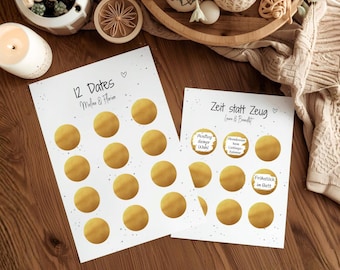 Überraschungen zum Verschenken | DIY 12 Dates zum Rubbeln | Geschenk zum Valentinstag Geburtstag Jahrestag | Ideen für Paare personalisiert
