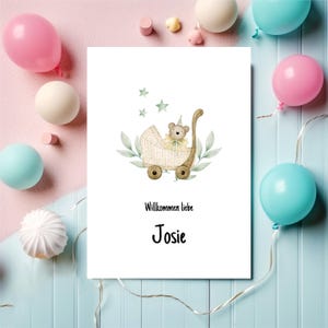 Personalisierte Glückwunschkarte "Willkommen" zur Geburt | Grußkarte mit Name | Geburtskarte Personalisierung | Postkarte Klappkarte DIN A6