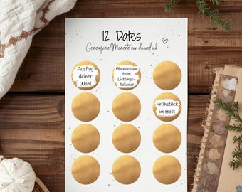 12 Überraschungen zum Verschenken | DIY 12 Dates zum Rubbeln | Geschenk zum Valentinstag Geburtstag | Valentinsgeschenk personalisiert
