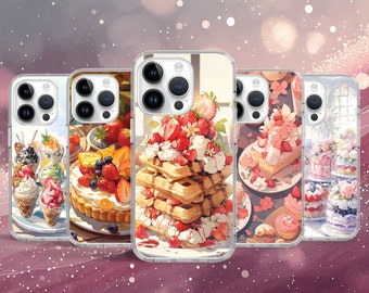 Sweet Girly Dessert Cake Foodie Cute Phone Case for iPhone Air 17 16 15 14 Pro Max Plus Mini / Case for Samsung S26 S25 S24 S23 Google Pixel