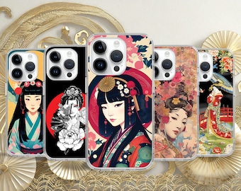 Japanese Geisha Art Phone Case for iPhone 16 15 14 Pro Max 13 12 6 Mini  X Case for Samsung S25 S24 S23 S22 Google Pixel 8A 6