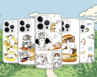 Cute Cat Kitty Japanese Art Cartoon Phone Case for iPhone Air 17 16 15 14 Pro Max Mini / Case for Samsung S26 S25 S24 S23 Ultra Google Pixel