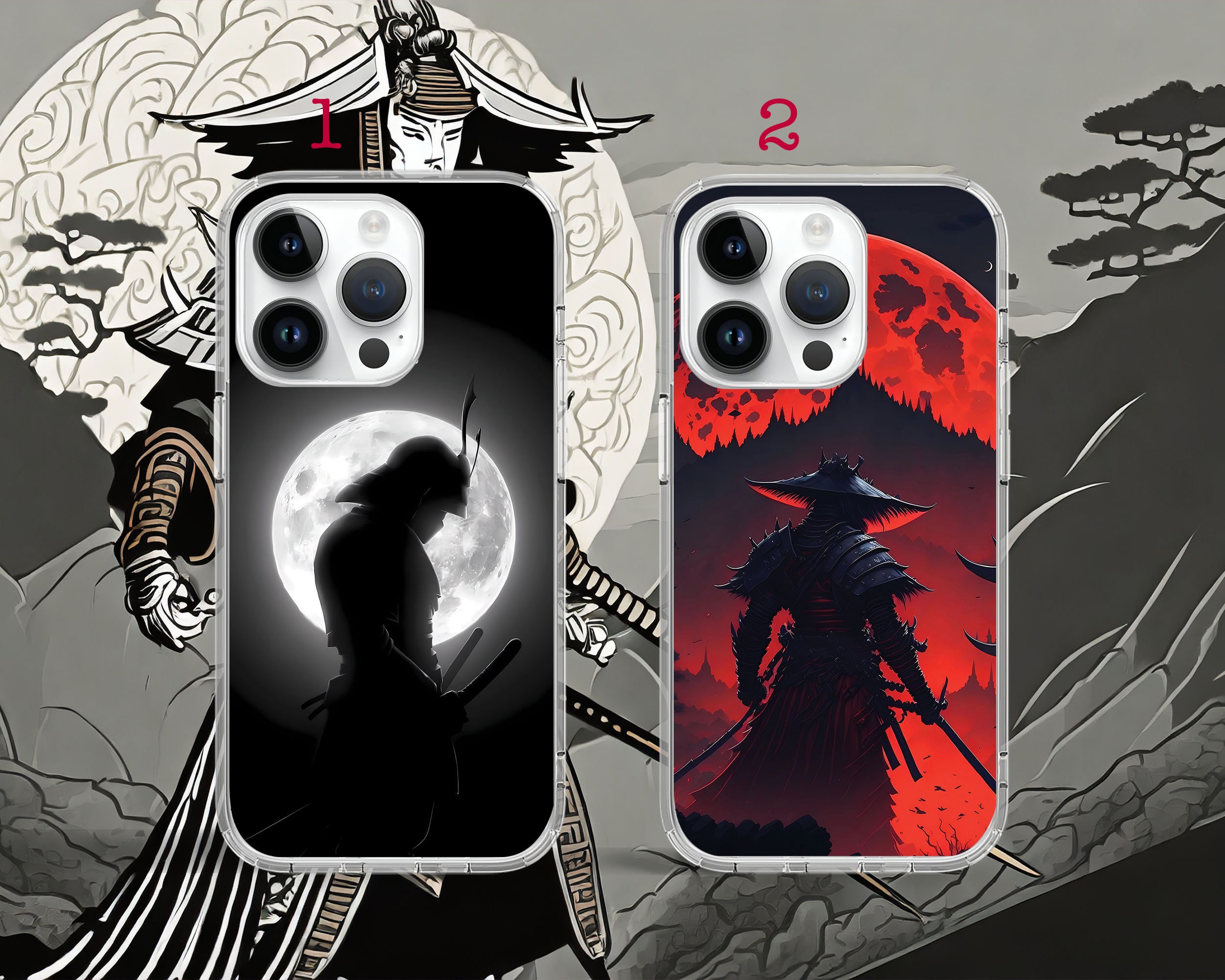 Japanese Samurai Art Phone Case for iPhone 16 15 14 Pro Max