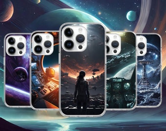 Space Sci-Fi Futurism Odyssey Phone Case for iPhone 16 15 14 Pro Max 13 12 6 Mini  X Case for Samsung S25 S24 S23 S22 Google Pixel