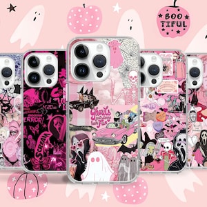 Coque de téléphone Halloween Girly Cute Dark Horror pour iPhone 16 15 14 Pro Max Plus 13 12 Mini/Coque pour Samsung S25 S24 S23 S22/Google Pixel