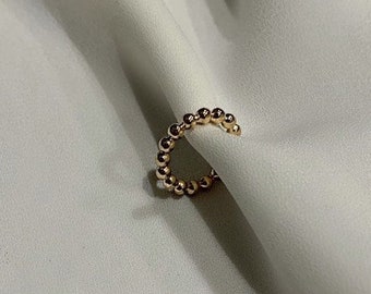 Ear cuff - gold - beaded minimalist - no piercing - cuff - earring - ear jewelry - designer