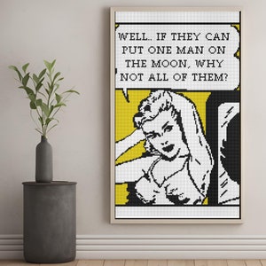 Pop Art Retro Comic Beziehung Zitat Kreuzstich Stickmuster Pdf Stickmuster-Anfänger freundlich