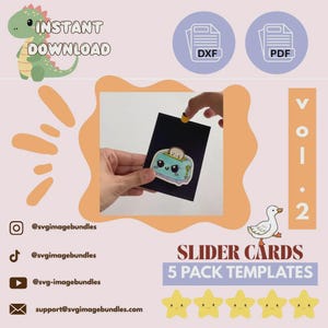5er Pack Schiebekarten Template Bundle Vol 2 für Papercrafts, Cricut und Silhouette