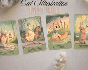 Ilustración de gato Tarot Deck Descarga digital Archivos PNG, PDF, SVG - 78 cartas