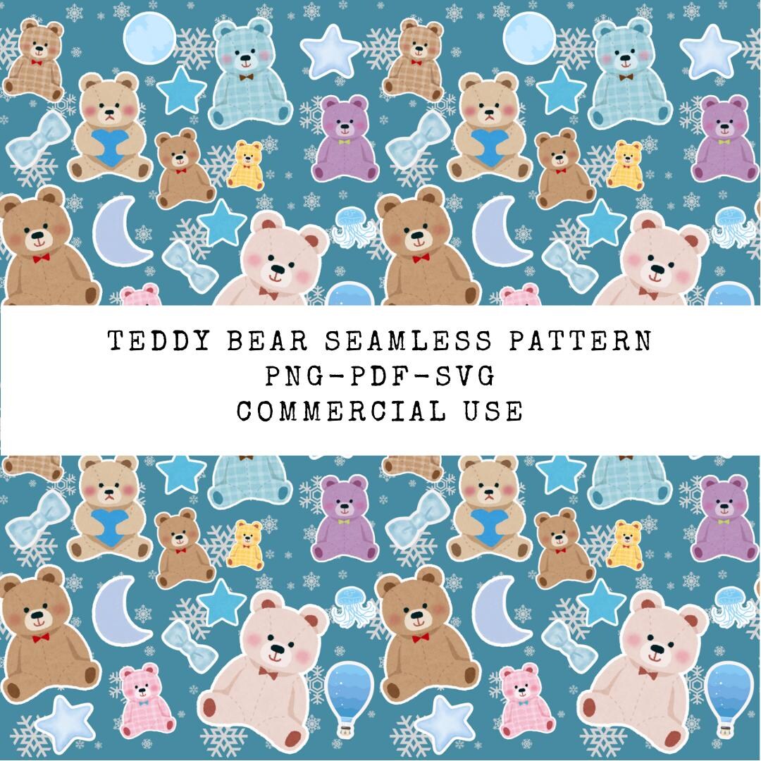 Cute Teddy Bear Seamless Repetitive Pdf Pattern - Etsy