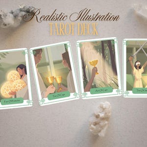 Digital Minimalist Cute Tarot Deck – Printable Tarot Cards with Real People Illustrations, Clean Aesthetic for Intuitive Modern Readings