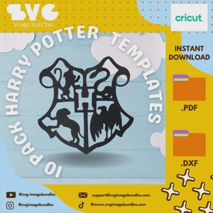 10 Pack Wizard Potter Silhouette Bundle For Papercrafts Cricut, Silhouette, Cameo, Scan and Cut