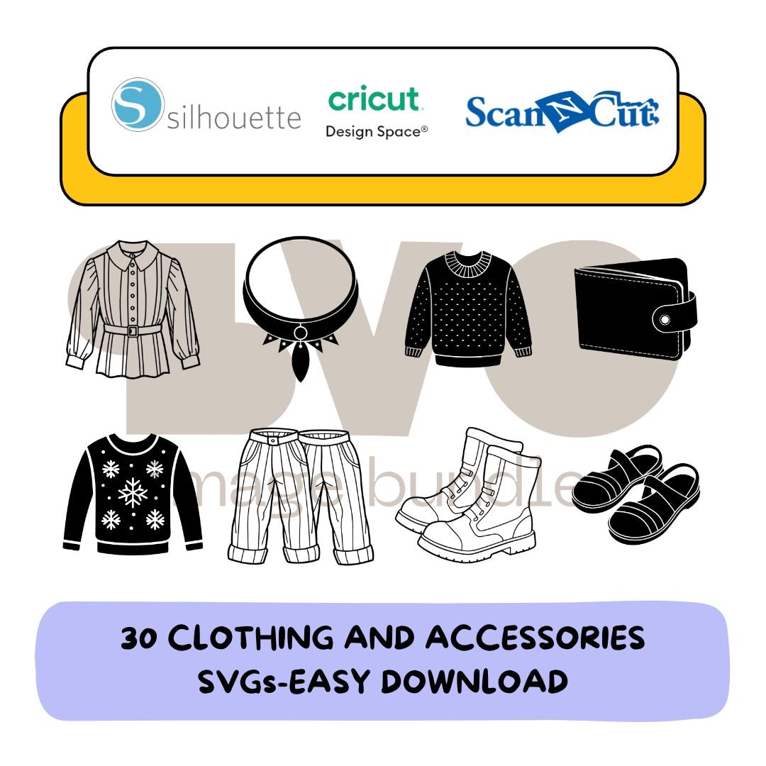 Clothing and Accessories Svg Bundle for Cricut/easy Download-ready to ...