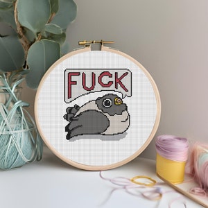 Modèle de point de croix pigeon amusant : broderie pour débutant (modèle PDF)