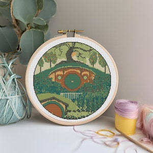 Shire Hobbiton Bilbo Baggins Cross Stitch Embroidery x stitch Pattern