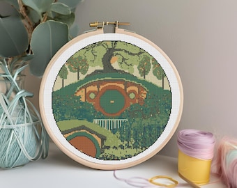 Shire Hobbiton Bilbo Baggins Cross Stitch Embroidery x stitch Pattern