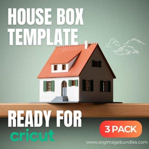 3D House Box, Paper Box, Birthday Box, Girt Box, Favor Box Cricut Template, Pattern For Papercrafts, Silhouette, Cameo, Scan N Cut