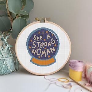 Télécharger le modèle de broderie au point de croix pour femme forte