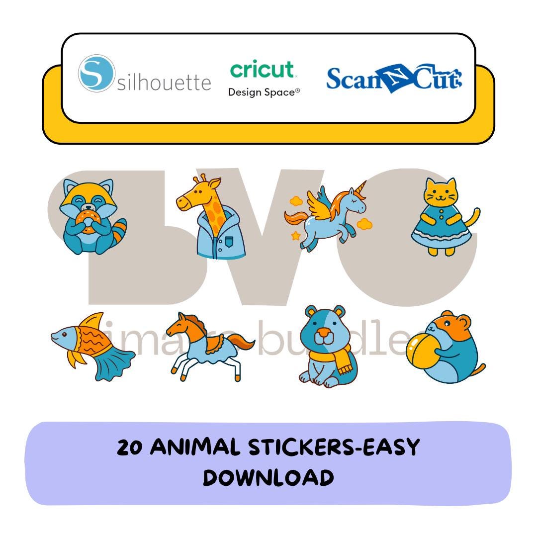 Animal Stickers Svg for Cricut/easy Download-ready to Use - Etsy
