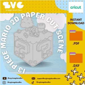13-teiliges 3D-Design Niedlicher Super Mario Isometrische Illustration Papercut 2D-Papierszene Für Kinder 'Papercrafts, Cricut, Malseite, Schneiden und Malen