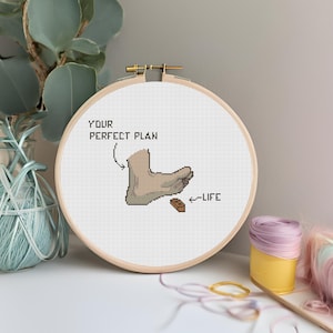 Funny Life Plan Quote Cross Stitch Embroidery Pdf Pattern Download