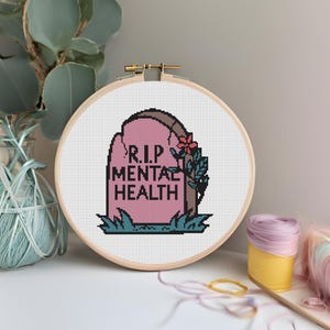 R.i.p Mental Health Funny Cute Cross Stitch Embroidery Pdf Pattern Download