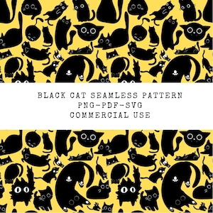 Cute Black Cat Seamless Repetitive Pdf Pattern