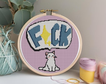 Lustiges Katzen Kreuzstichmuster: Anfängerfreundlich, Stickdatei
