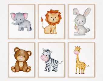 Set of 8 Printable Animal Wall Art, Pictures for Kids Room, Kids Bedroom Decor, Animal Prints, Nursery Decor, Wall Decor Set for Boys, Girls