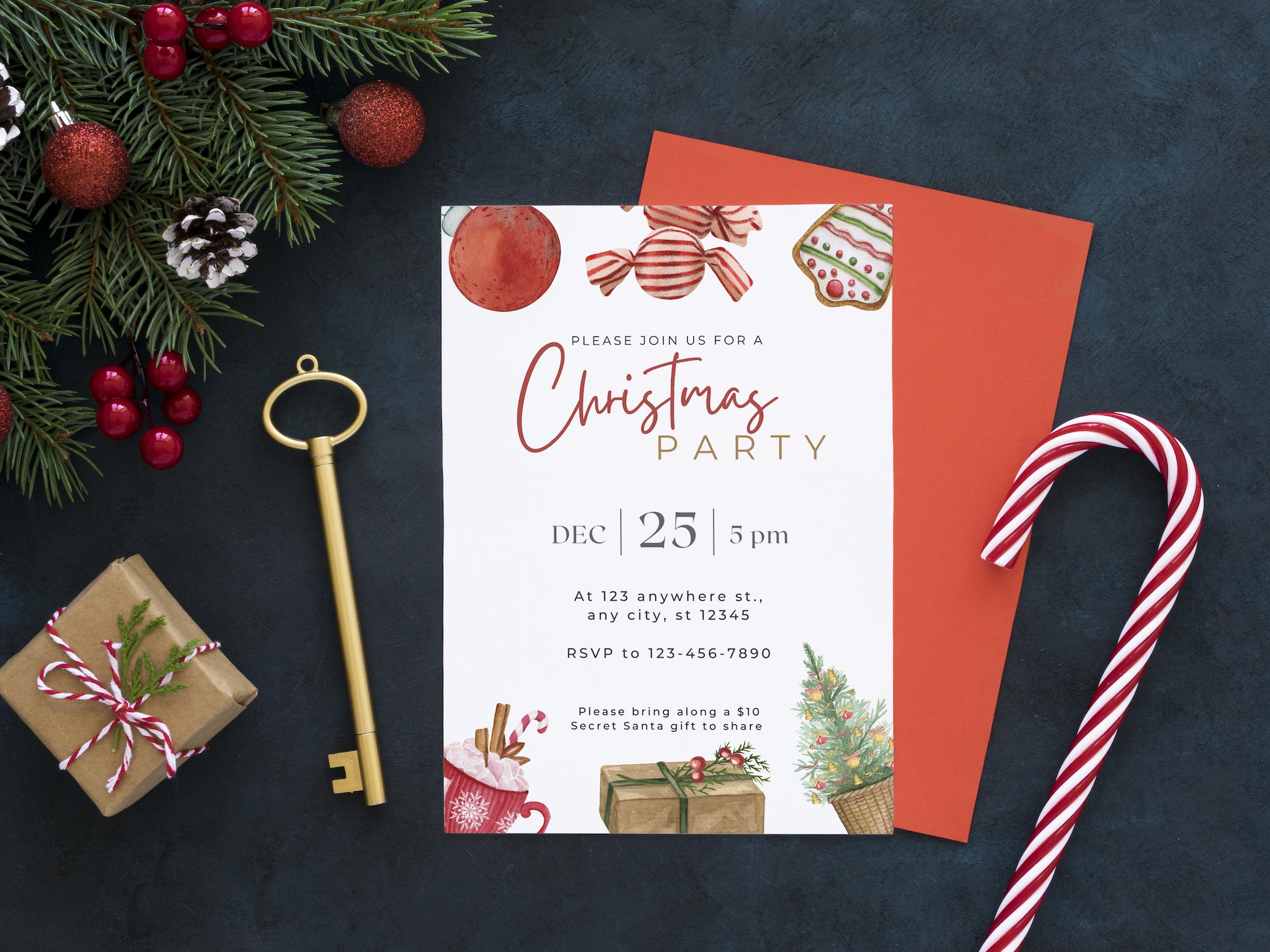 Editable Printable Christmas Party Invitation Canva Template, Party ...