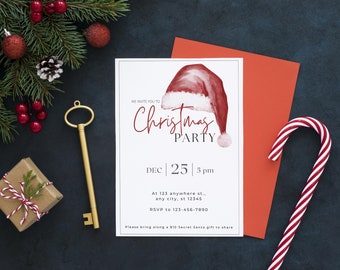 Editable Printable Christmas Party Invitation Canva Template, Party Announcement, Christmas Invitation Card Instant Download, Holiday Party