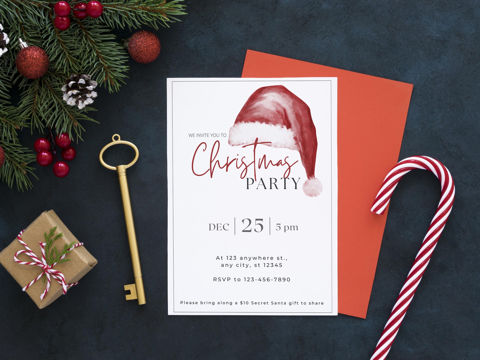 Editable Printable Christmas Party Invitation Canva Template, Party ...
