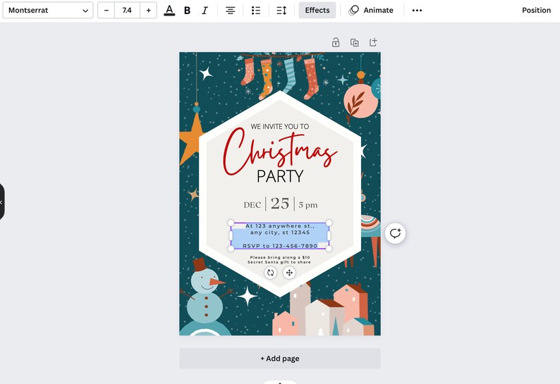 Editable Printable Christmas Party Invitation Canva Template, Party Announcement, Christmas Invitation Card Instant Download, Holiday Party image 2