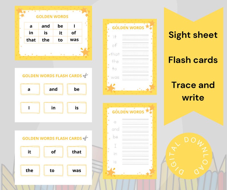 Sight Words Printable Kindergarten Flashcards for Kids Bundle High ...