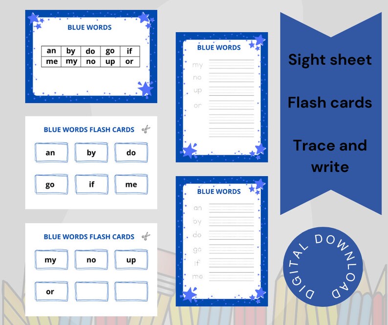 Printable Sight Words, Magic 100 Words Golden Blue Red Words M100W ...