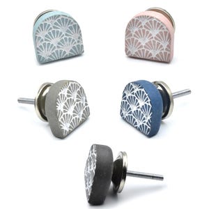 Terracotta kastknop halve maan | Matkeramische ladehendel | SCHILDPAD